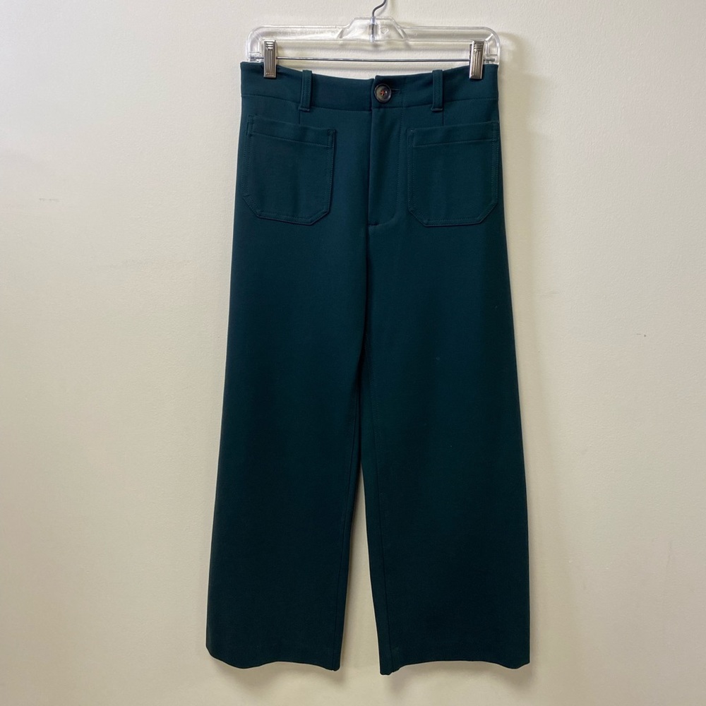 NWT Anthropologie Cropped Flare Pants in Dk Green